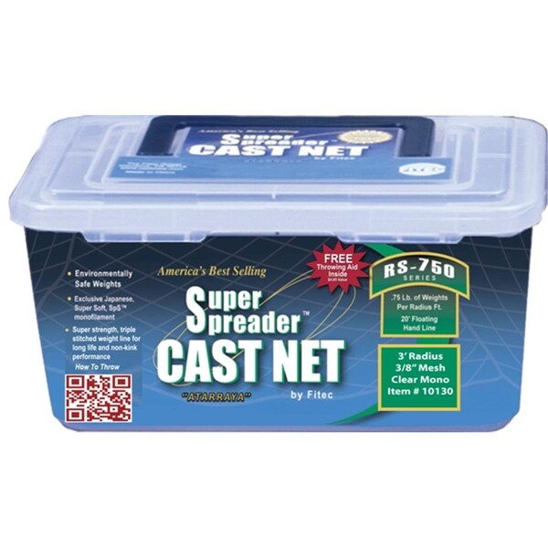 Fitec FITEC 10145 RS750 Super Spreader Cast Net 4.5'x3/8" Mesh Clear 3/4 lb wt 10145 - main
